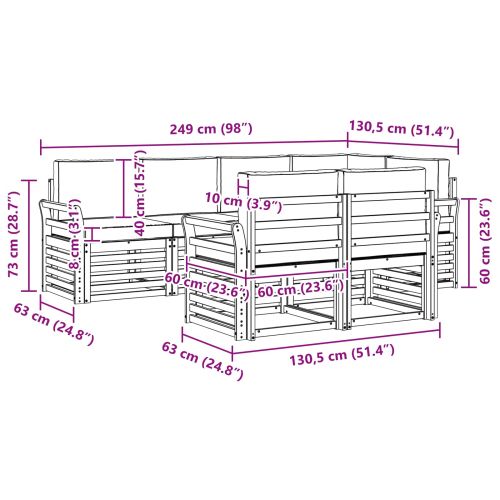 Комплекти дивани с възглавница 7 pcs Натурален и Антрацит