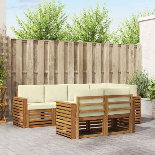 Комплекти дивани 7 pcs Натурален и Крема Солидно акациево дърво