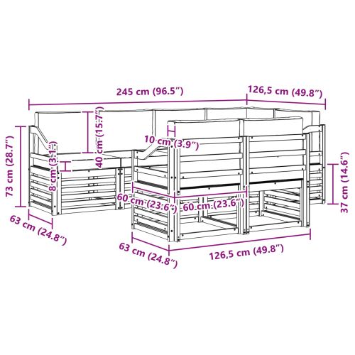 Комплекти дивани с възглавница 7 pcs Естествено и светло сиво