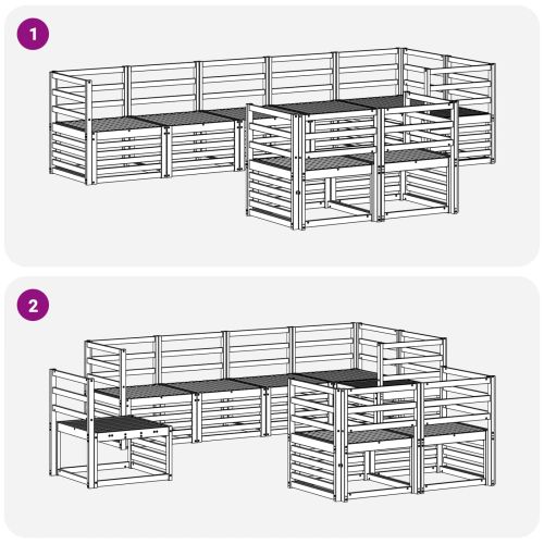 Комплекти дивани 8 pcs Естествен Солидно акациево дърво