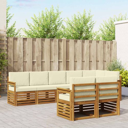 Комплекти дивани 8 pcs Натурален и Крема Солидно акациево дърво