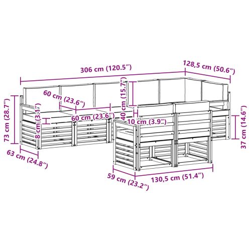 Комплекти дивани с възглавница 8 pcs Естествено и светло сиво