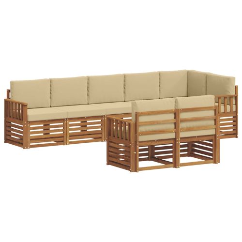Комплекти дивани 8 pcs Натурален и Бежов Солидно акациево дърво