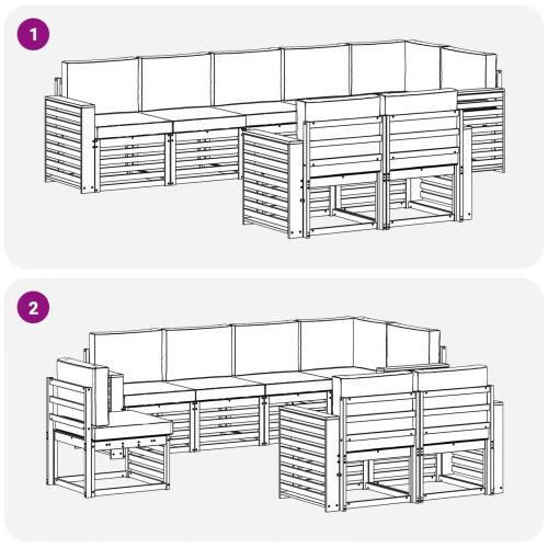 Комплекти дивани с възглавница 8 pcs Натурален и Антрацит
