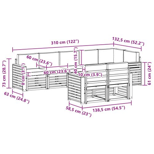 Комплекти дивани с възглавница 8 pcs Натурален и Антрацит