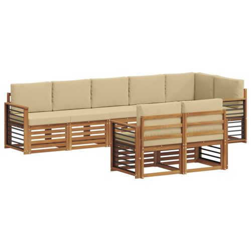 Комплекти дивани 8 pcs Натурален и Бежов Солидно акациево дърво