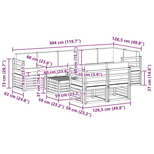 Комплекти дивани с възглавница 9 pcs Естествено и светло сиво
