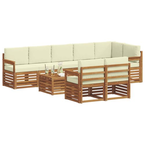 Комплекти дивани 9 pcs Натурален и Крема Солидно акациево дърво