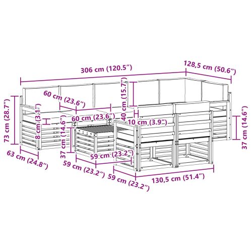 Комплекти дивани с възглавница 9 pcs Естествено и светло сиво