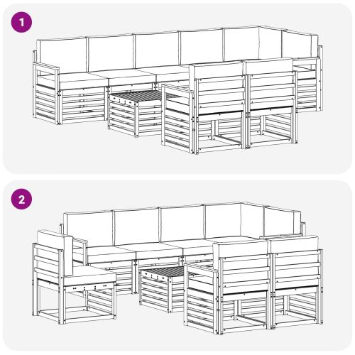 Комплекти дивани 9 pcs Натурален и Бежов Солидно акациево дърво