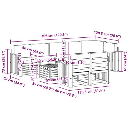 Комплекти дивани с възглавница 9 pcs Естествено и светло сиво