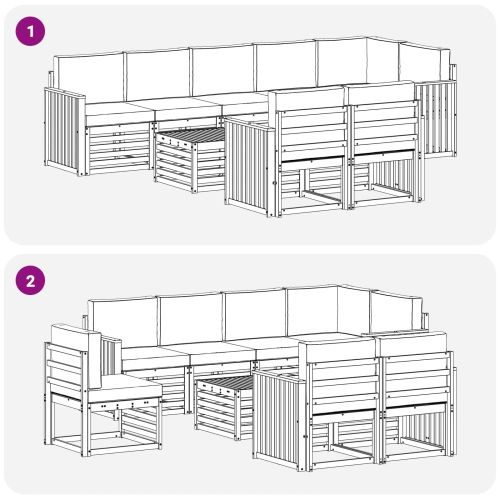Комплекти дивани с възглавница 9 pcs Натурален и Антрацит