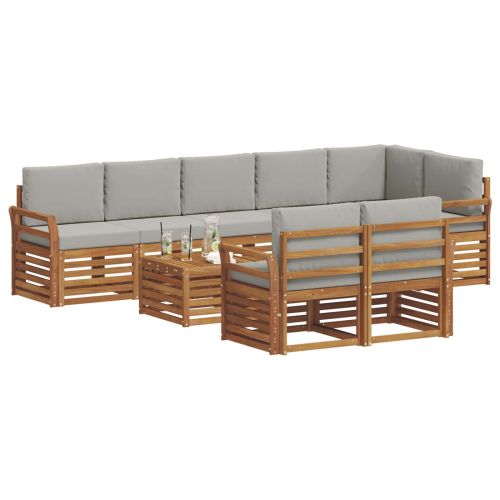 Комплекти дивани с възглавница 9 pcs Естествено и светло сиво