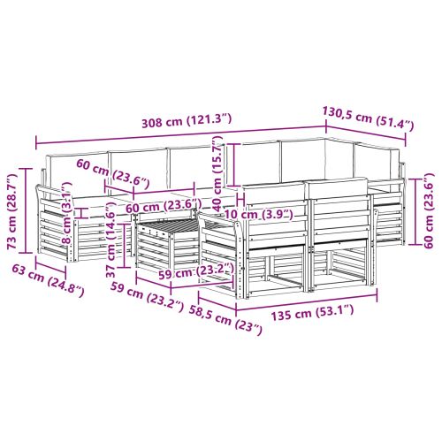 Комплекти дивани с възглавница 9 pcs Натурален и Антрацит