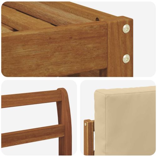 Комплекти дивани 9 pcs Натурален и Бежов Солидно акациево дърво