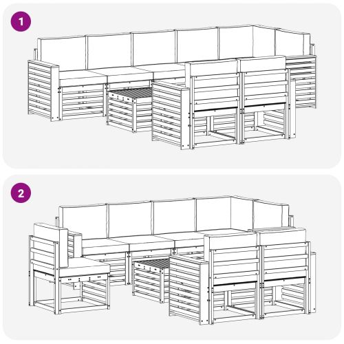 Комплекти дивани 9 pcs Натурален и Бежов Солидно акациево дърво