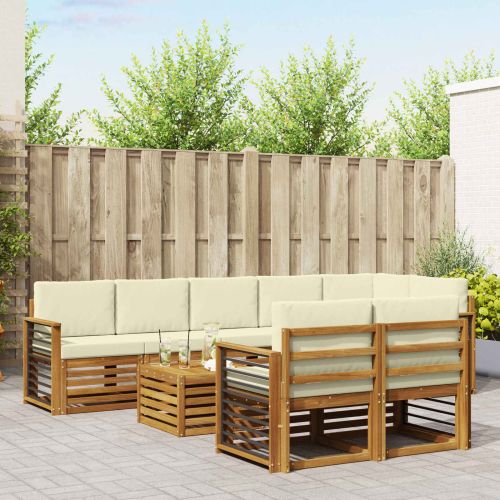 Комплекти дивани 9 pcs Натурален и Крема Солидно акациево дърво