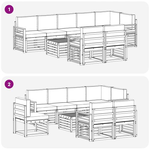 Комплекти дивани 9 pcs Натурален и Бежов Солидно акациево дърво
