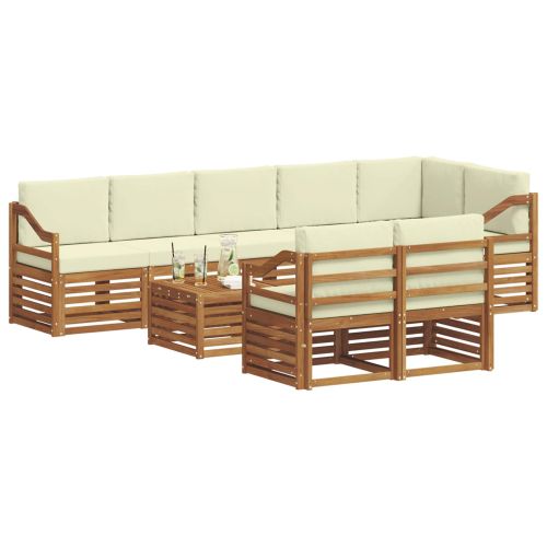 Комплекти дивани 9 pcs Натурален и Крема Солидно акациево дърво