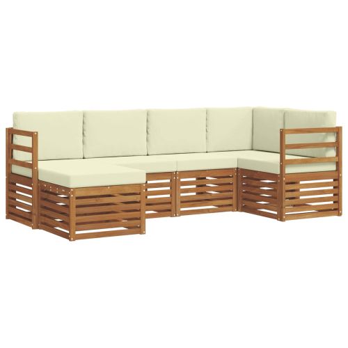 Комплекти дивани 6 pcs Натурален и Крема Солидно акациево дърво