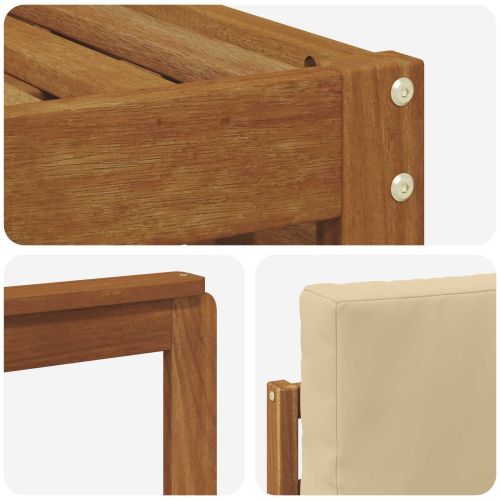 Комплекти дивани 6 pcs Натурален и Бежов Солидно акациево дърво