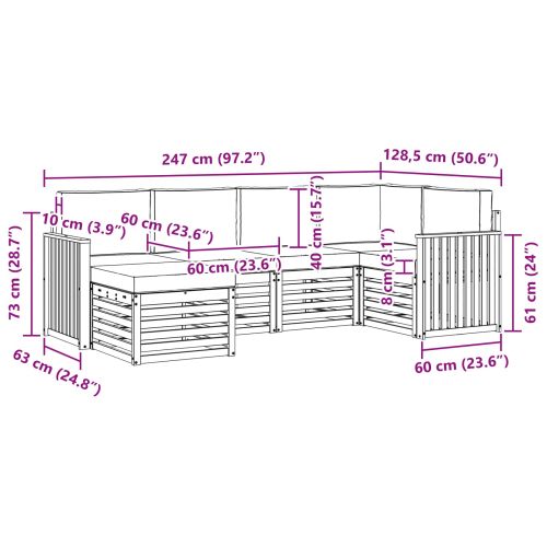 Комплекти дивани 6 pcs Натурален и Крема Солидно акациево дърво