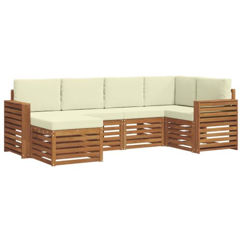 Комплекти дивани 6 pcs Натурален и Крема Солидно акациево дърво