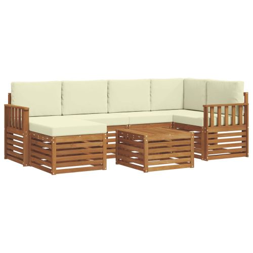 Комплекти дивани 7 pcs Натурален и Крема Солидно акациево дърво