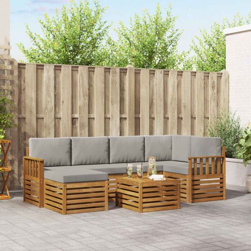 Комплекти дивани с възглавница 7 pcs Естествено и светло сиво