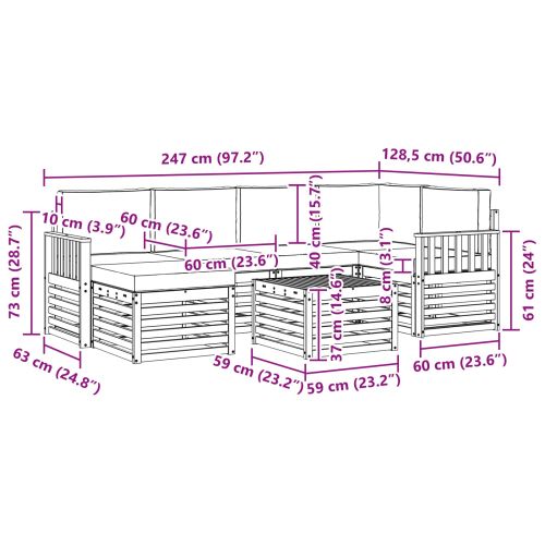 Комплекти дивани с възглавница 7 pcs Натурален и Антрацит