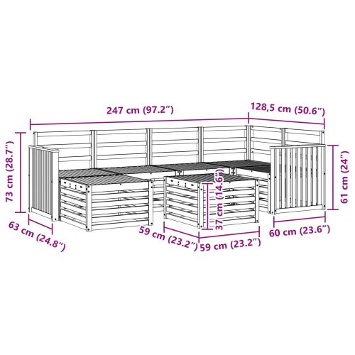Комплекти дивани Естествен Солидно акациево дърво