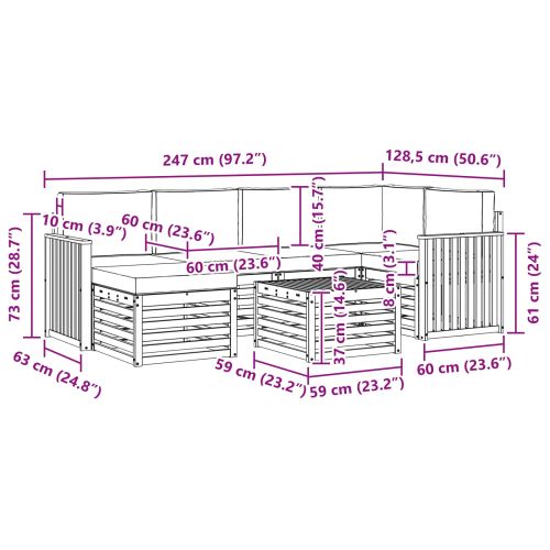 Комплекти дивани с възглавница 7 pcs Натурален и Антрацит