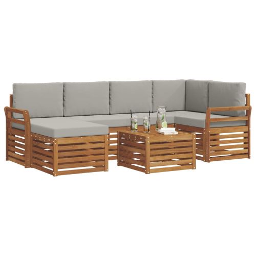 Комплекти дивани с възглавница 7 pcs Естествено и светло сиво