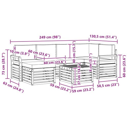 Комплекти дивани с възглавница 7 pcs Естествено и светло сиво