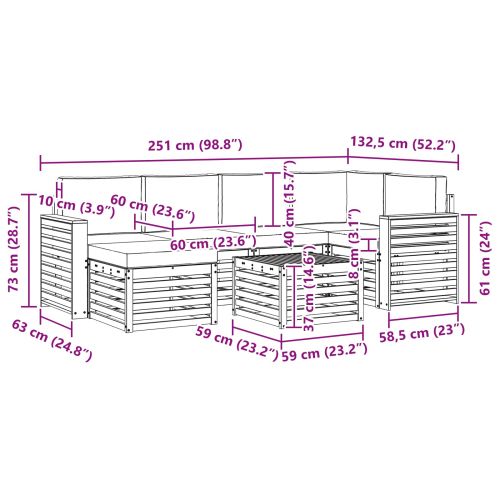 Комплекти дивани с възглавница 7 pcs Естествено и светло сиво