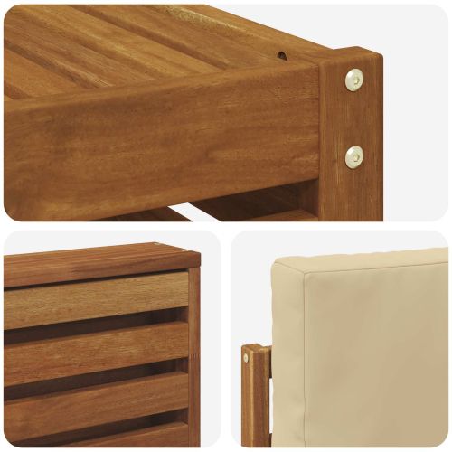 Комплекти дивани 7 pcs Натурален и Бежов Солидно акациево дърво