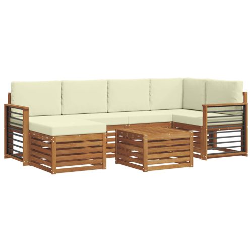 Комплекти дивани 7 pcs Натурален и Крема Солидно акациево дърво