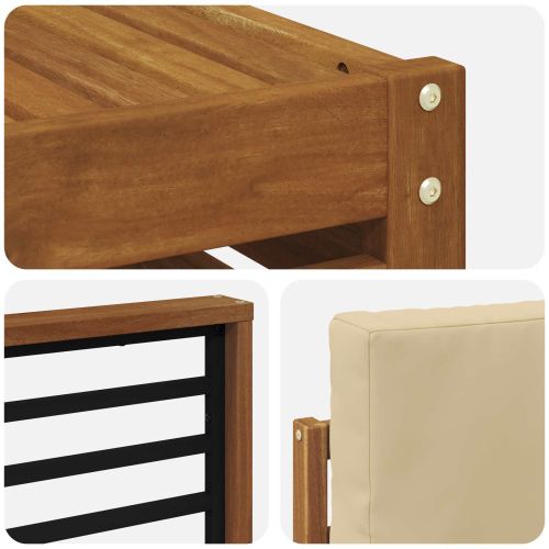 Комплекти дивани 7 pcs Натурален и Бежов Солидно акациево дърво