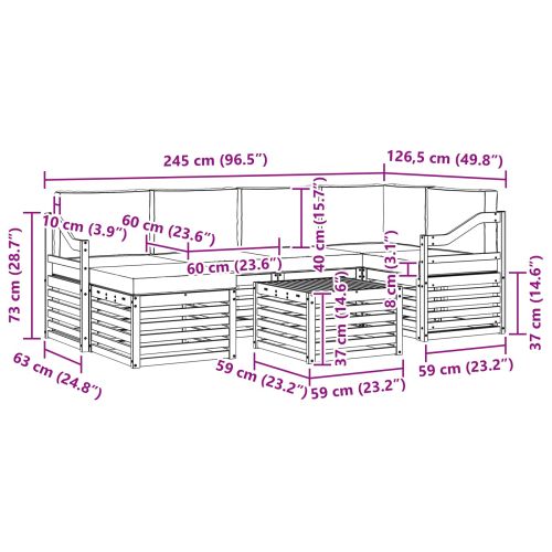 Комплекти дивани 7 pcs Натурален и Крема Солидно акациево дърво