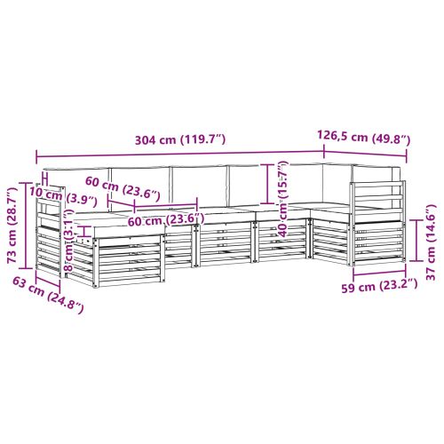 Комплекти дивани 7 pcs Натурален и Крема Солидно акациево дърво