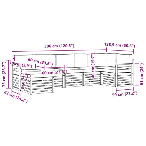 Комплекти дивани 7 pcs Натурален и Крема Солидно акациево дърво