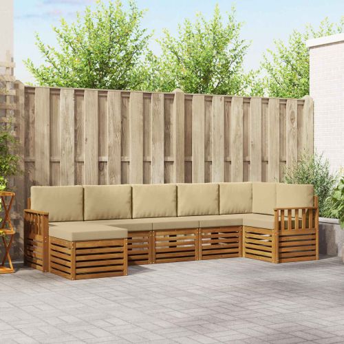 Комплекти дивани 7 pcs Натурален и Бежов Солидно акациево дърво