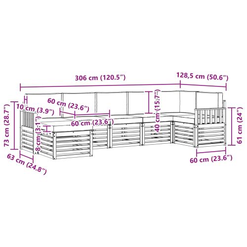 Комплекти дивани 7 pcs Натурален и Бежов Солидно акациево дърво