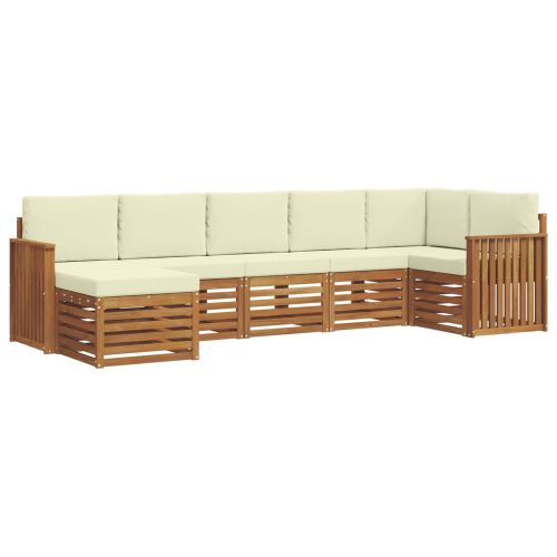 Комплекти дивани 7 pcs Натурален и Крема Солидно акациево дърво