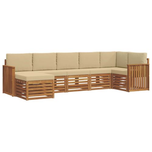 Комплекти дивани 7 pcs Натурален и Бежов Солидно акациево дърво
