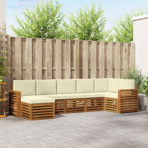 Комплекти дивани 7 pcs Натурален и Крема Солидно акациево дърво