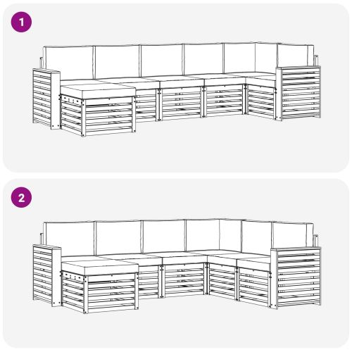 Комплекти дивани 7 pcs Натурален и Бежов Солидно акациево дърво