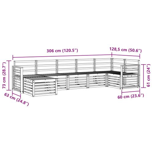 Комплекти дивани 7 pcs Естествен Солидно акациево дърво