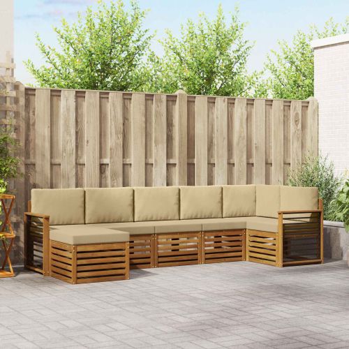 Комплекти дивани 7 pcs Натурален и Бежов Солидно акациево дърво