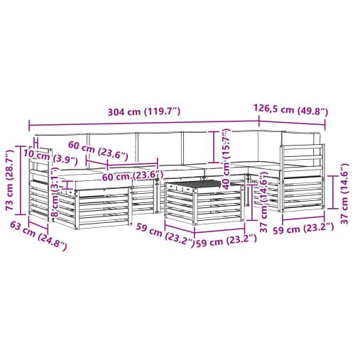 Комплекти дивани 8 pcs Натурален и Бежов Солидно акациево дърво
